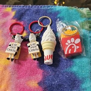 Chick-fil-A Themed Keychain Set - Red, White, Black